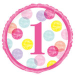 UNIQUE 18″ PINK DOTS NUMBER 1 FOIL BALLOON