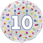 UNIQUE 18″ RAINBOW CONFETTI NUMBER 10 BALLOON