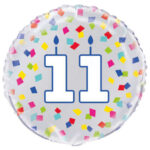 UNQIUE 18″ RAINBOW CONFETTI  BIRTHDAY NUMBER 11 FOIL BALLOON