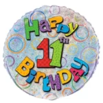 UNIQUE 18″ HAPPY 11TH BIRTHDAY PRISMATIC BALLOON