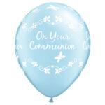 QUALATEX 11″ COMMUNION BUTTERFLIES PEARL LIGHT BLUE BALLOON