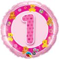 QUALATEX 18″ PINK TEDDIES BIRTHDAY FOIL NUMBER 1 BALLOON