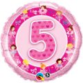 QUALATEX 18″ PINK  BALLERINAS BIRTHDAY FOIL NUMBER 5 BALLOON