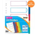 TIGER A4 5 PART PP DIVIDERS
