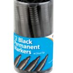 CHISEL TIP BLACK PERM MARKERS TUB 12