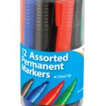 CHISEL TIP PERM MARKERS ASST TUB 12