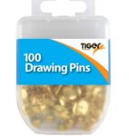 TIGER ESSENTIAL 100 DRAWING PINS BRASS