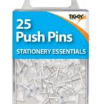 TIGER ESSENTIAL 25 PUSH PINS CLEAR