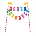 RAINBOW BDAY BUNTING CAKE TOPPER