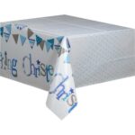 UNIQUE BLUE BUNTING CHRISTENING RECTANGULAR TABLECOVER