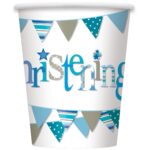 UNIQUE BLUE BUNTING CHRISTENG 9OZ PAPER CUPS PK8