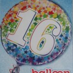 UNIQUE 18″ RAINBOW FOIL NUMBER 16 BALLOON