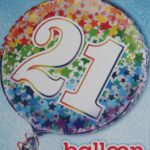 UNIQUE 18″ RAINBOW FOIL NUMBER 21 BALLOON