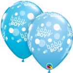 QUALATEX 11″ BABY BOY BLUE DOTS BLUE LATEX BALLOON