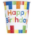 UNIQUE BUILDING BLOCKS BDAY 9OZ PAPER CUPS