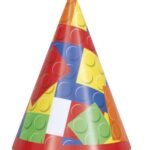 UNIQUE BUILDING BLOCKS BIRTHDAY PARTY HATS PK8