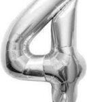 NORTH STAR BALLOONS 16″ SILVER LETTER ‘4’ SHAPE BALLOON