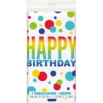 UNIQUE 54X84IN RAINBOW SPOT BIRTHDAY TABLECOVER