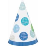 UNIQUE  BLUE DOTS 1ST BDAY MINI PARTY HATS
