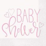 UNIQUE PINK HEART BABY SHOWER LUNCHEON NAPKINS PK16