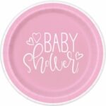 UNIQUE 9″ PINK HEART BABY SHOWER PLATE PK8