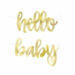 HELLO BABY GOLD FL SCPT BANNER 3.5FT