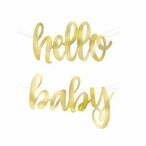 HELLO BABY GOLD FL SCPT BANNER 3.5FT