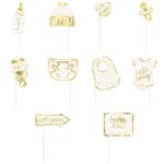 UNIQUE HELLO BABY GOLD PHOTO PROP 10PC