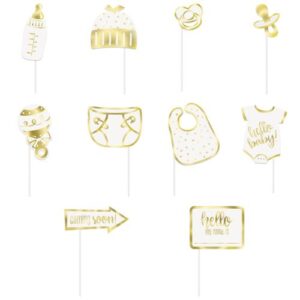 UNIQUE HELLO BABY GOLD PHOTO PROP 10PC