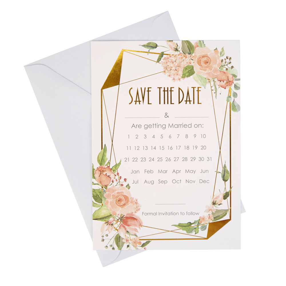 GEO FLORAL SAVE THE DATE CARDS PK10