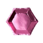 HEXAGONAL PINK FOIL PLATES SMALL PK8