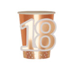 ROSE GOLD 18TH BIRTHDAY CUPS PK8