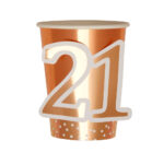 ROSE GOLD 21ST BIRTHDAY CUPS PK8