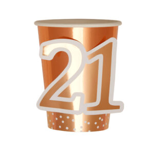 ROSE GOLD 21ST BIRTHDAY CUPS PK8