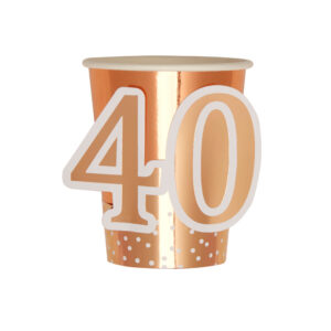 ROSE GOLD 40TH BIRTHDAY CUPS PK8