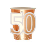ROSE GOLD 50TH BIRTHDAY CUPS PK8
