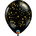 QUALATEX 11″ ONYX BLACK STAR LATEX  BALLOONS