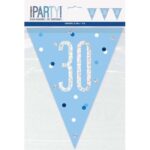 GLITZ BLUE HAPPY 30TH BIRTHDAY FLAG BANNER