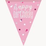 GLITZ PINK HAPPY BIRTHDAY FLAG BANNER