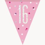 GLITZ PINK HAPPY 16TH BIRTHDAY FLAG BANNER