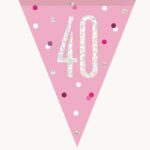 GLITZ PINK HAPPY 40TH BIRTHDAY FLAG BANNER
