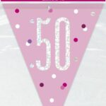 GLITZ PINK HAPPY 50TH BIRTHDAY FLAG BANNER