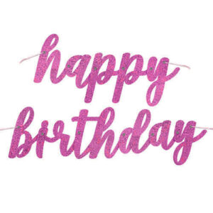 GLITZ PINK HBDAY FOIL BANNER 2PC