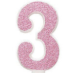 PINK GLITTER GLITZ NUMBER CANDLE-3