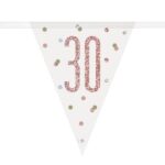 GLITZ ROSE GOLD HAPPY 30TH BIRTHDAY FLAG BANNER