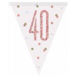 GLITZ ROSE GOLD HAPPY 40TH BIRTHDAY BANNER