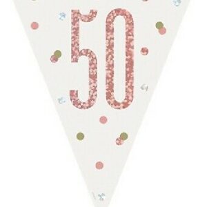 GLITZ GOSE GOLD HAPPY 50TH BIRTHDAY FLAG BANNER
