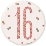 GLITZ ROSE GOLD BADGE NUMBER 16