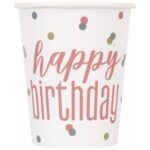 GLITZ ROSE GOLD BIRTHDAY 9OZ CUPS