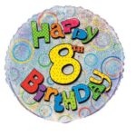 UNIQUE 18″ HAPPY 8TH BIRTHDAY PRISMATIC BALLOON